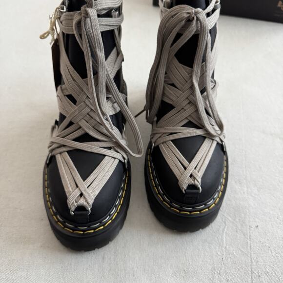 Rick Owens Dr. Martens 1460 DRKSHDW Quad Sole Mega Lace Black Boot Size 8 NEW - Picture 5 of 10